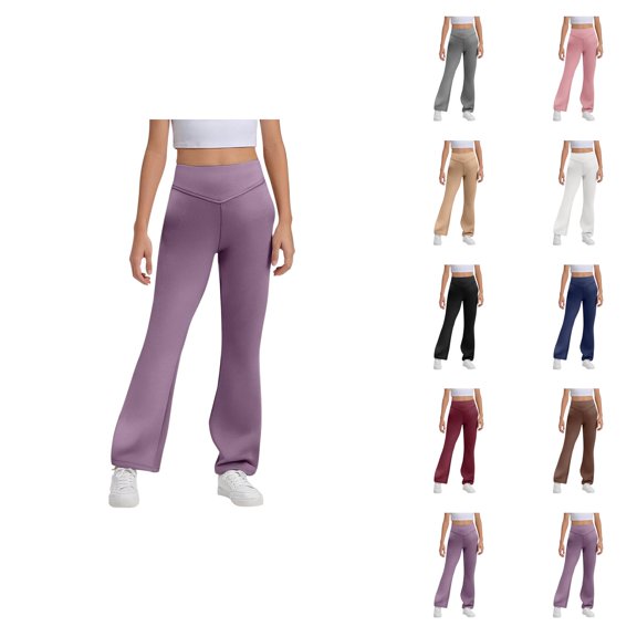 Girls Flare Leggings 2026 Casual High Waisted Bootcut Uniform Pants Bell Bottoms Leggings Kids Dress Pants