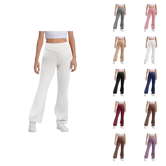 Girls Flare Leggings 2026 Casual High Waisted Bootcut Uniform Pants Bell Bottoms Leggings Kids Dress Pants