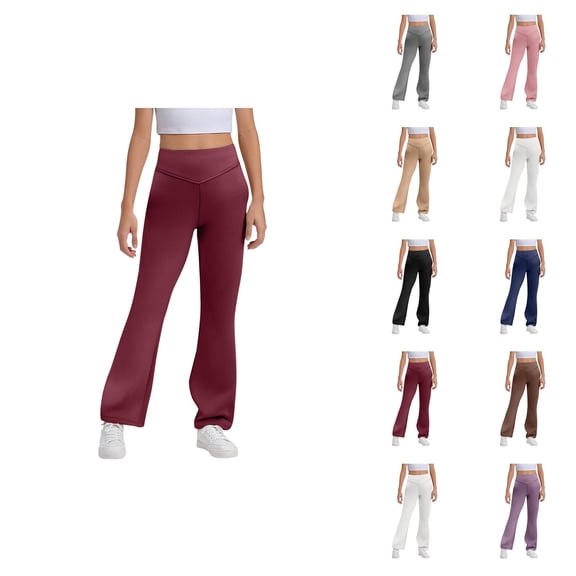 Girls Flare Leggings 2026 Casual High Waisted Bootcut Uniform Pants Bell Bottoms Leggings Kids Dress Pants