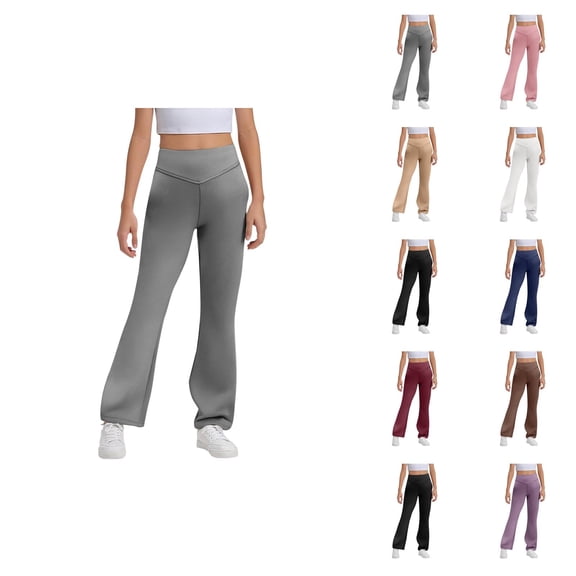 Girls Flare Leggings 2026 Casual High Waisted Bootcut Uniform Pants Bell Bottoms Leggings Kids Dress Pants