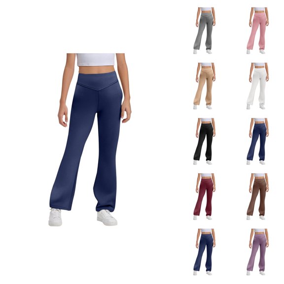 Girls Flare Leggings 2026 Casual High Waisted Bootcut Uniform Pants Bell Bottoms Leggings Kids Dress Pants