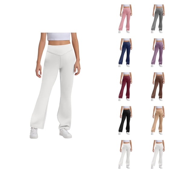 Girls Flare Leggings 2026 Fashion High Waisted Bootcut Uniform Pants Bell Bottoms Leggings Kids Dress Pants