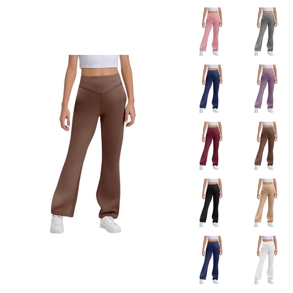 Girls Flare Leggings 2026 Fashion High Waisted Bootcut Uniform Pants Bell Bottoms Leggings Kids Dress Pants