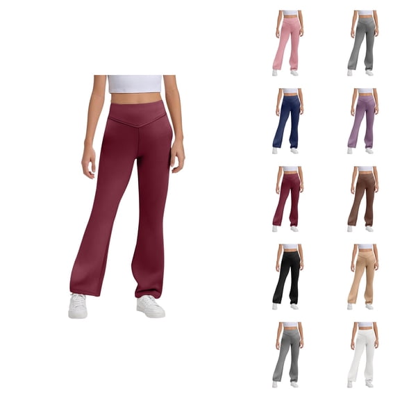 Girls Flare Leggings 2026 Fashion High Waisted Bootcut Uniform Pants Bell Bottoms Leggings Kids Dress Pants