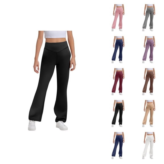 Girls Flare Leggings 2026 Fashion High Waisted Bootcut Uniform Pants Bell Bottoms Leggings Kids Dress Pants