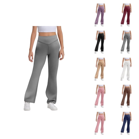 Girls Flare Leggings 2026 Trendy High Waisted Bootcut Bell Bottoms Leggings Uniform Pants Kids Dress Pants