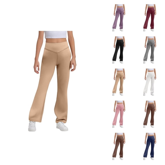 Girls Flare Leggings 2026 Trendy High Waisted Bootcut Bell Bottoms Leggings Uniform Pants Kids Dress Pants