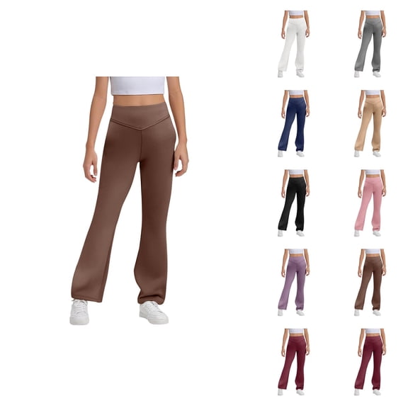 Girls Flare Leggings 2026 Trendy High Waisted Bootcut Uniform Pants Bell Bottoms Leggings Kids Dress Pants