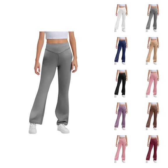 Girls Flare Leggings 2026 Trendy High Waisted Bootcut Uniform Pants Bell Bottoms Leggings Kids Dress Pants