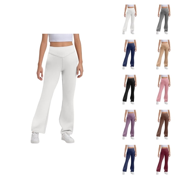 Girls Flare Leggings 2026 Trendy High Waisted Bootcut Uniform Pants Bell Bottoms Leggings Kids Dress Pants