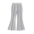 thumbnail image 1 of Girls' Flare Leggings Cross High Waisted Leggings with Pockets Creppy Bell Bottom Pants Yoga Dance Pants Bootcut Flares for Kid Girls Gray 11-12 Years, 1 of 7
