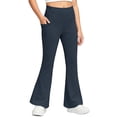 thumbnail image 1 of Girls Flare Leggings Kids Uniform Pants Multi-Pocket Elastic Waistband Ruffle Bell Bottoms Pants Trousers Distressed Relaxed Fit Bootcut Dance Pants Clothes for Kids Navy 7-8 Years, 1 of 8
