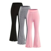 Girls Flare Leggings Size 7-8 Soft Stretchy High Waisted Pants Comfortable Slim Sweatpants Solid Color Dance Tights Fashion Casual Leggings Clearance