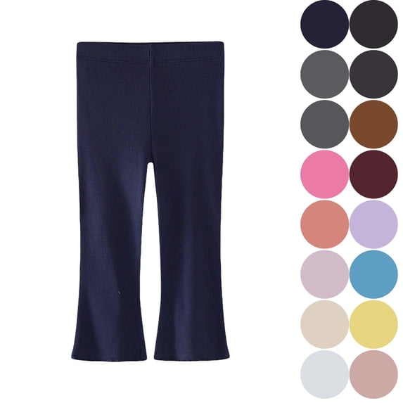 Girls Flare Pants 2-8Y Stretchy Ribbed Bell Bottoms Casual Daily Wear School Spring Fall Lounge Trousers