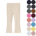 thumbnail image 1 of Girls Flare Pants 2-8Y Stretchy Ribbed Bell Bottoms Casual Daily Wear School Spring Fall Lounge Trousers, 1 of 4