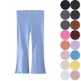 thumbnail image 1 of Girls Flare Pants 2-8Y Stretchy Ribbed Bell Bottoms Casual Daily Wear School Spring Fall Lounge Trousers, 1 of 4