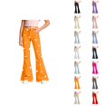 thumbnail image 1 of Girls Flare Pants 70s Classic Casual Y2k Five-Pointed Star Print Bootcut Pants Bell Bottoms Trousers with Pockets 5-16 Years, 1 of 7