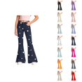 thumbnail image 1 of Girls Flare Pants 70s Classic Casual Y2k Five-Pointed Star Print Bootcut Pants Bell Bottoms Trousers with Pockets 5-16 Years, 1 of 7