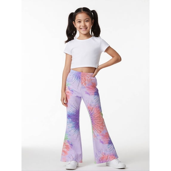 Girls Flare Pants, AI Digital Print Bell Bottoms,All-Season Sizes 3-13Y