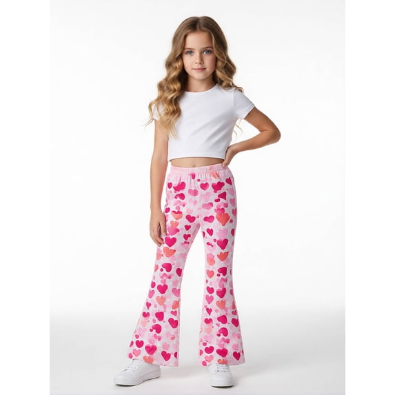 Girls Flare Pants, AI Digital Print Bell Bottoms,All-Season Sizes 3-13Y