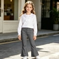 thumbnail image 1 of Girls Flare Pants Bell Bottom Wide Leg Plain Pants for Girls (Grey), 1 of 6