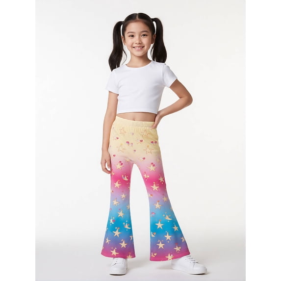Girls Flare Pants, Girls Flared Bell Bottom Pants, Wide Leg Casual Trousers for Girls Ages 3-13Y, Comfortable All Season Girls Pants