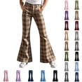 thumbnail image 1 of Girls Flare Pants High Waist Y2k Pants Wide Leg Casual Pants Girls Back to School Clothes Girls Plaid Pants Size 5-16 Years, 1 of 5