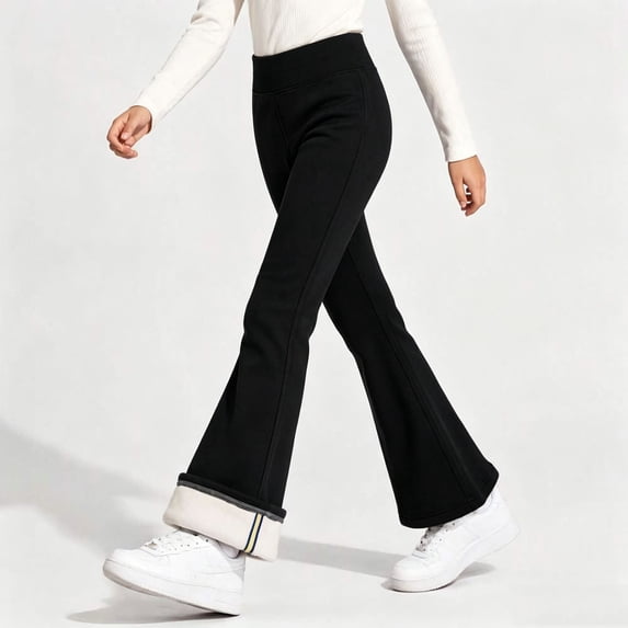 Girls' Flare Pants High Waisted Bell Bottom Trousers Slim Fit Stretchy Casual Lounge Pants Comfortable School Everyday Wear Basic Leggings Bottoms