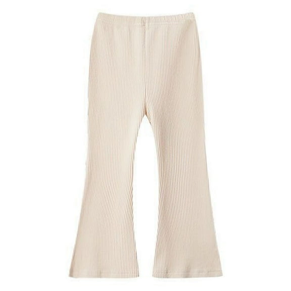 Girls Flare Pants Ribbed Knitted Leggings Elastic Waist Casual Long Trousers Toddler Baby Fall Outfits Comfortable Stretch Bottoms