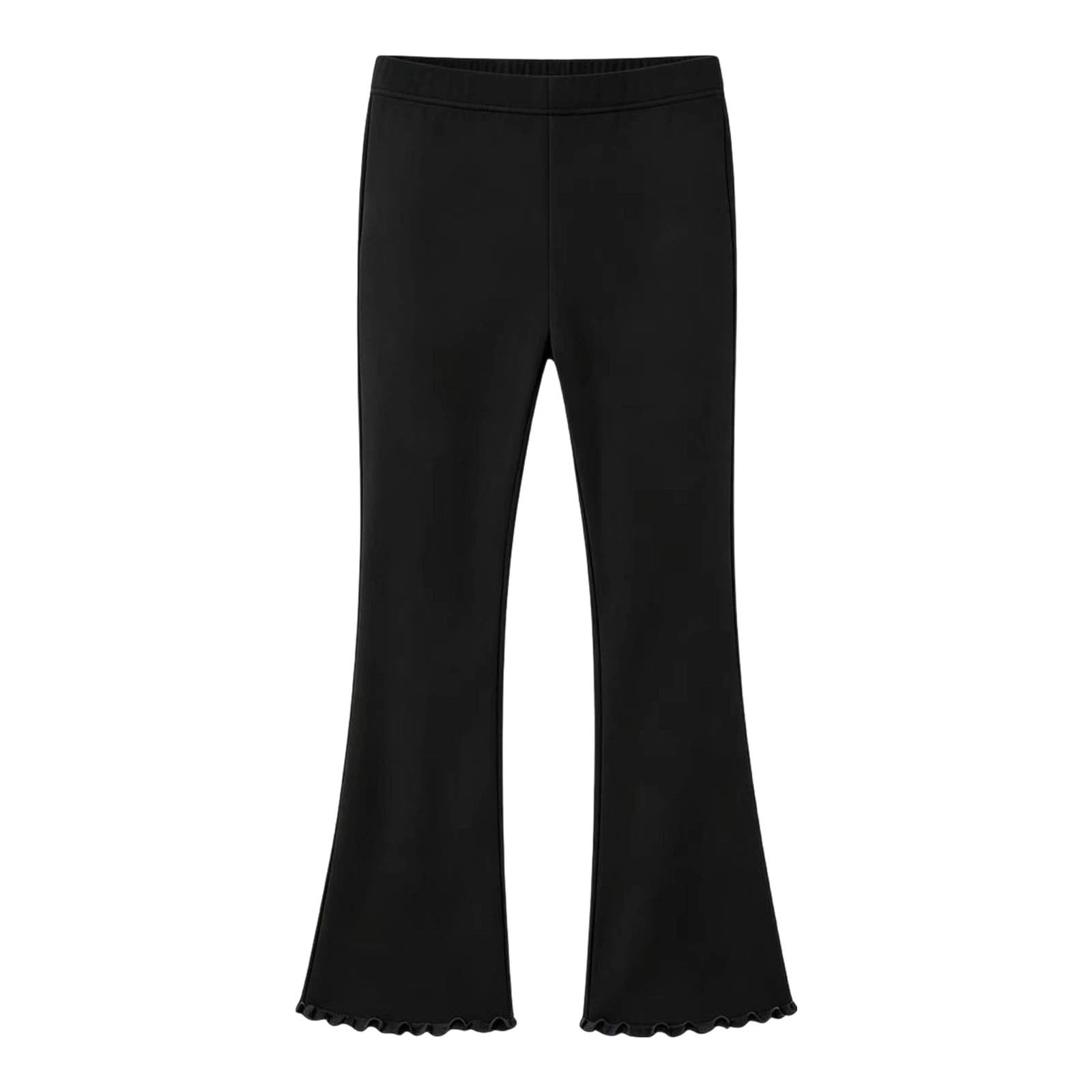 Girls Flare Pants Ruffle Hem Bell Bottom Pull On Wide Waistband Soft ...