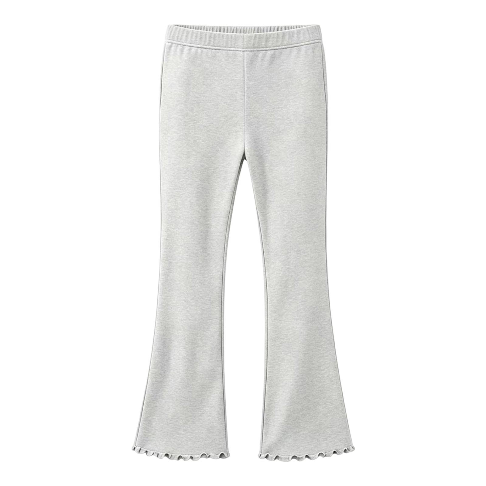 Girls Flare Pants Ruffle Hem Bell Bottom Pull On Wide Waistband Soft ...