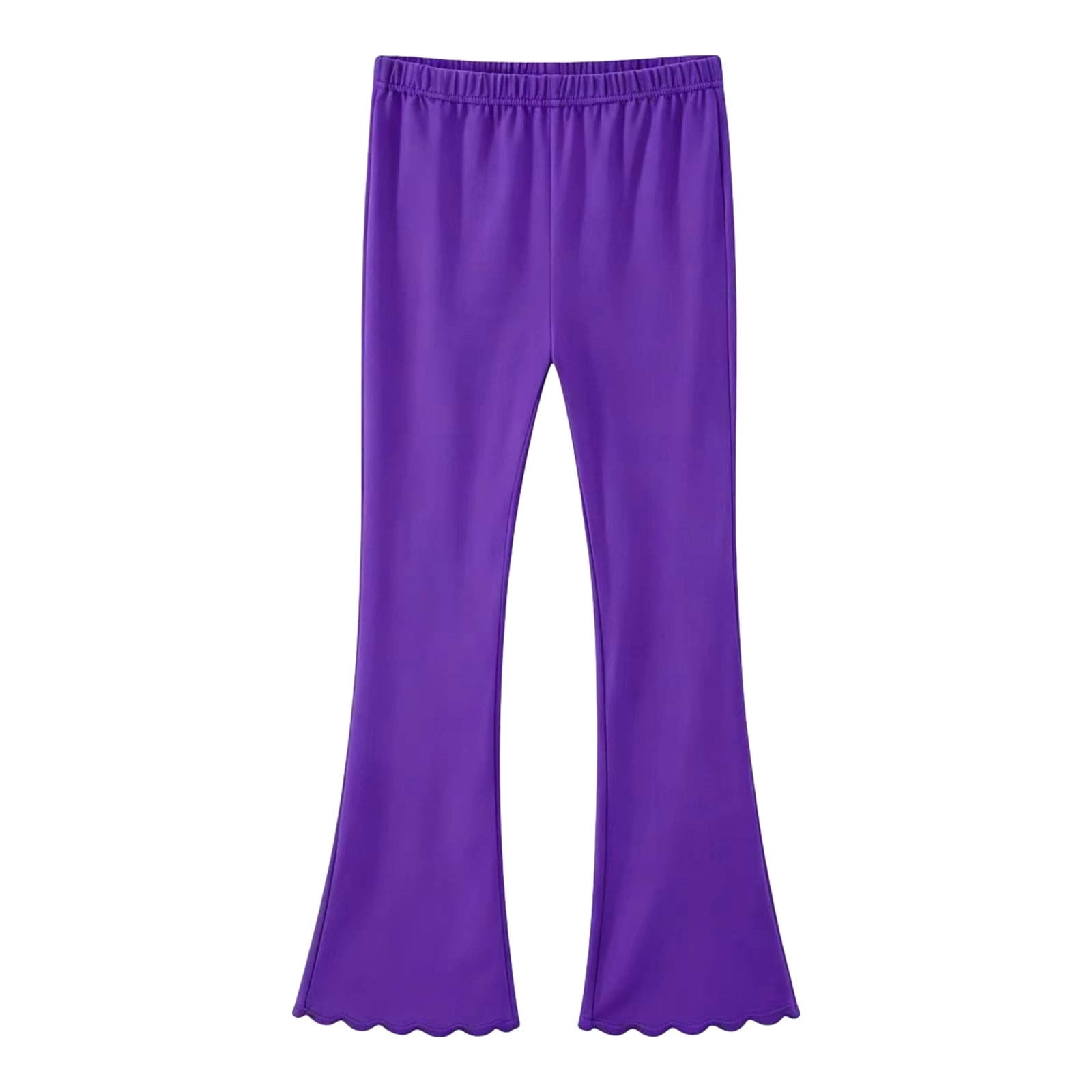 Girls Flare Pants Ruffle Hem Bell Bottom Pull On Wide Waistband Soft ...