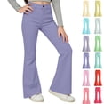 thumbnail image 1 of Girls Flare Pants Wide Leg Pants School Uniform Pants Purple Girls Pants Back to School Outfits Pants for Girls Size 5-16 Years, 1 of 6