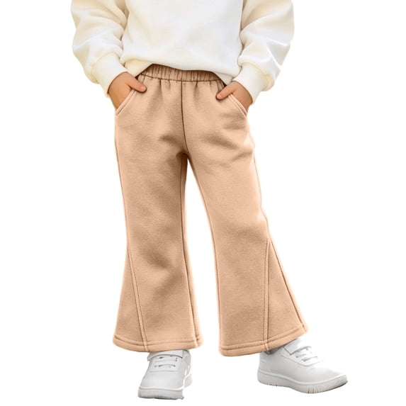 Girls' Flare Sweatpants Elastic Waist Casual Wide Leg Lounge Pants with Side Pockets Athletic Dance Yoga Activewear Bottoms Soft Fall Winter School Play Clothes