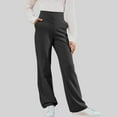thumbnail image 1 of Girls Flare Wide Leg Sweatpants High Waisted Elastic Waist Bell Bottom Trousers with Pocket Casual Yoga Pants School Uniform Pants, 1 of 7