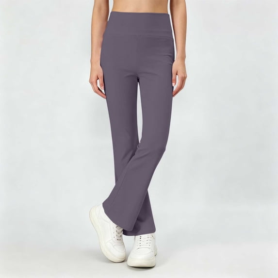 Girls Flare Yoga Leggings High Waist Stretchy Knit Trousers Soft Breathable Casual Slim Pants for Daily Dance Wear Gray 11-12Y