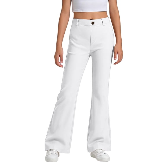 Girls Flared Leg Dress Pants For Casual Daily Wear Stretchy Comfortable Bottom School Uniform