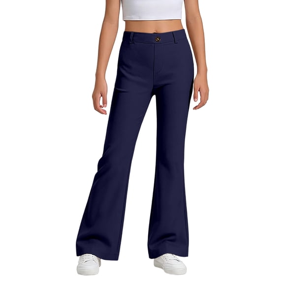 Girls Flared Leg Dress Pants For Casual Daily Wear Stretchy Comfortable Bottom School Uniform