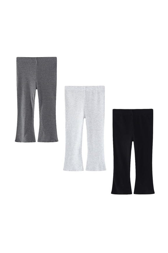 3-Piece Toddler Girl Flare Pants Collection, Bell Bottom Leggings in Soft Ribbed Cotton Accented with Ruffles, Adorable and Functional Clothing Set