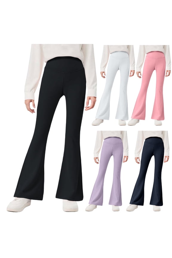 Girls Flared Pants Casual Loose Dance Elastic High Waist Bell Bottom Leggings Kids Lightweight Fall Winter Yoga Activewear