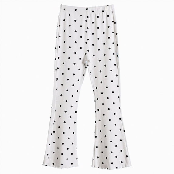 Girls' Flared Trousers Elastic Sports Jogging Children Wide Leg Trousers 9-10 Years,White XZNPDUCQ