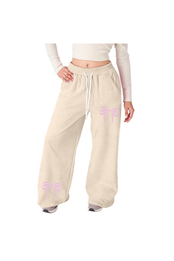 Girls Flared Yoga Pants Wide Leg Cargo Pants Cute Summer Trousers High Waisted Button Y2k Cute Cargo Pants Daily School Wear Tops Beige 4-5 Years