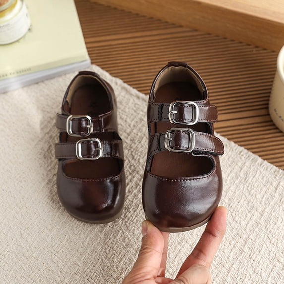 Girls Flat Leather Shoes Soft Sole Low Heel Vintage Style Spring Summer Casual Footwear