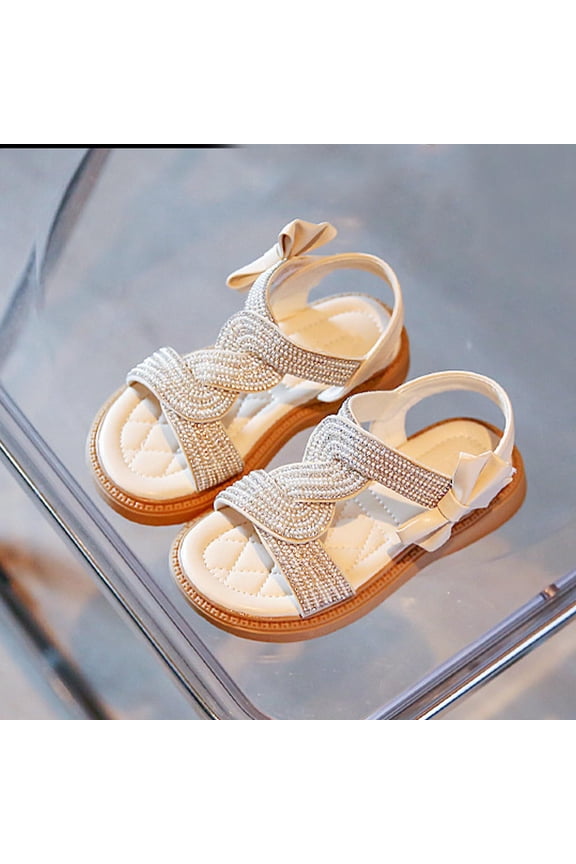 Girls Flat Sandal Glitter Mary Jane Princess Shoes Sequin Party Wedding Shoes Toddlers Kids Ballet Dress Shoes Birthday Prom Cosplay Dance Shoes Beige 11 M