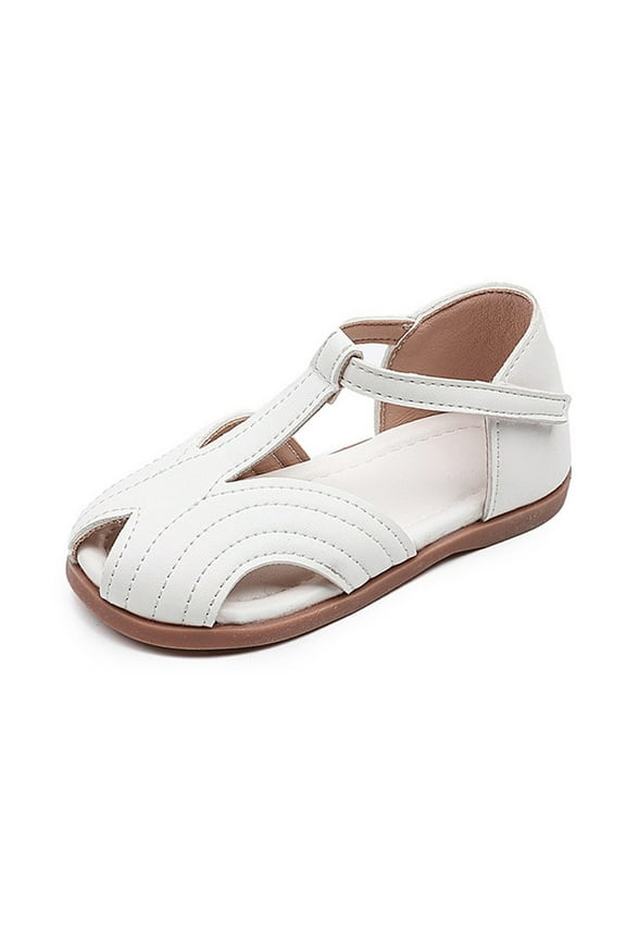 Girls Flat Sandals for Outdoor Play with Secure Closure for Comfort and Stability Ideal for Pairing with Dresses Ages 2 to 7 Years