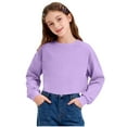 thumbnail image 1 of Girls Fleece Hoodie Casual Baggy Long Sleeve Solid Color Hood Pullover Sweatshirts Fashion Warm Tops with Pocket for Kid (3 Years, Purple), 1 of 8