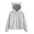 thumbnail image 1 of Girls Fleece Hoodie Fuzzy Sherpa Loose Long Sleeve Wool Fall Pullover Tops Cat Ear Cute 𝗣reppy Warm Winter Clothes, 1 of 6