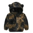 thumbnail image 1 of Girls Fleece Hoodie Jacket Zip Up Bear Ears Tie Dye Coat Outerwear Long Sleeve Fuzzy Baby Girl Winter Jacket Brown 6 Months, 1 of 7