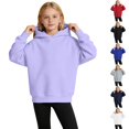 thumbnail image 1 of Girls Fleece Hoodie Pullover Hooded Sweatshirt Long Sleeve Solid Color Pockets Casual Tops, 1 of 5