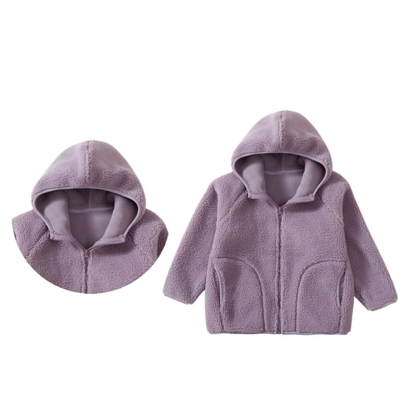 Girls Jacket Cute Hooded Zipper Long Sleeve Thick Warm Outerwear Boys 2-3 Years Fall Clothes